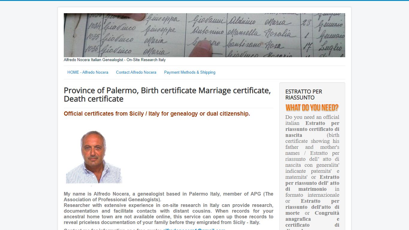 Province of Palermo, Birth certificate Marriage ...